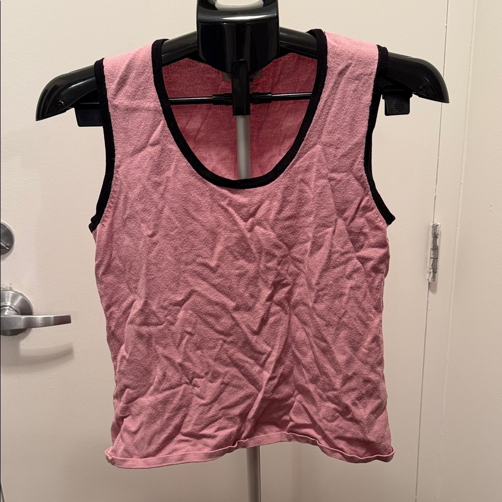 Stylish Pink Women's Tank Top with Black Trim